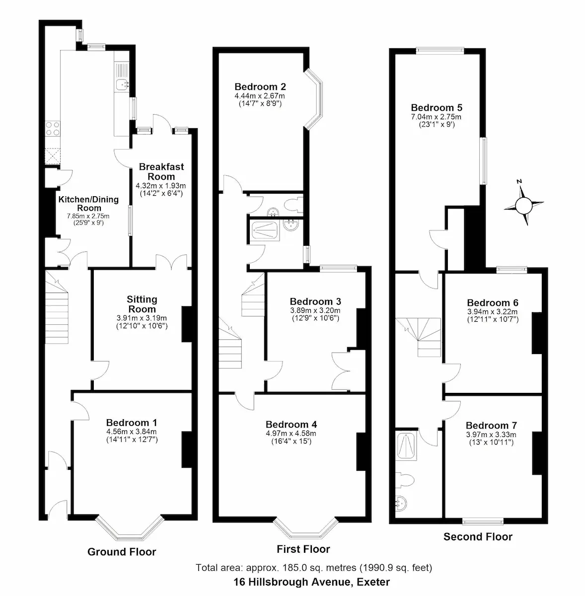 plan of 16 Hillsborough Avenue, Exeter, DEVON EX4 6BW