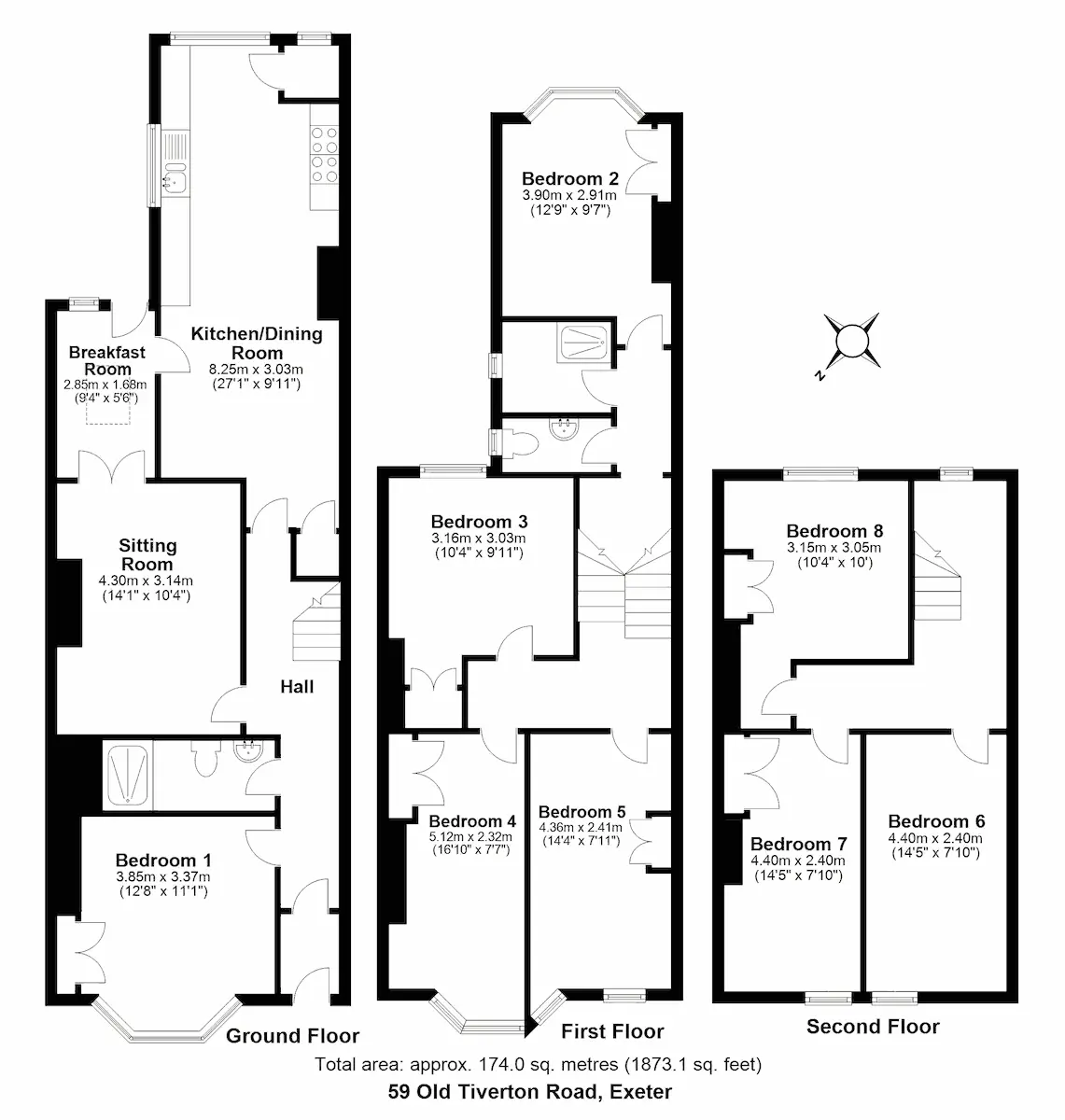 plan of 59 Old Tiverton Road, Exeter, DEVON EX4 6NG